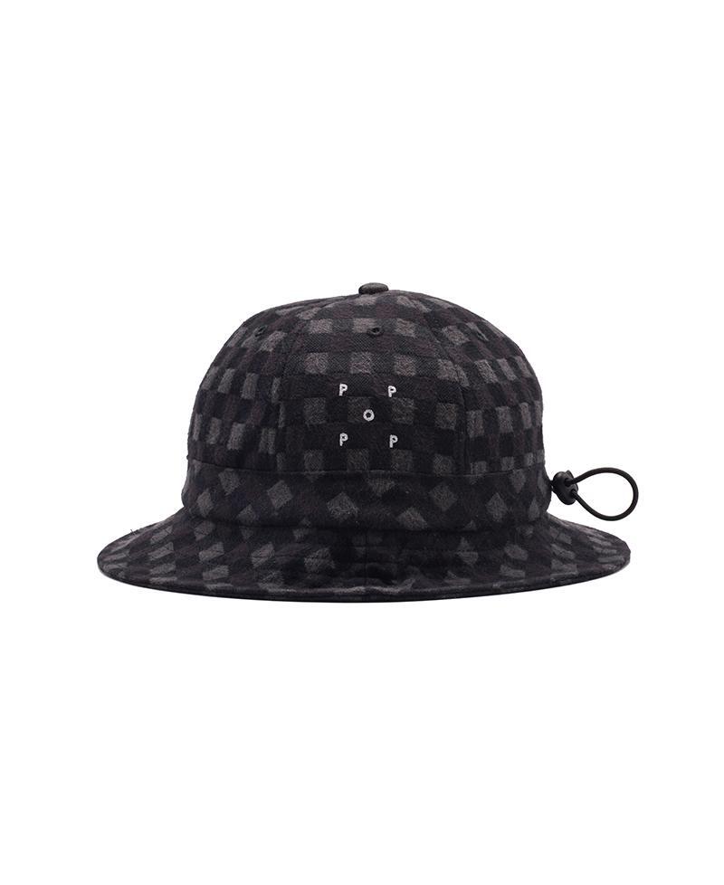 BELL HAT PLAID BLACK CHARCOAL