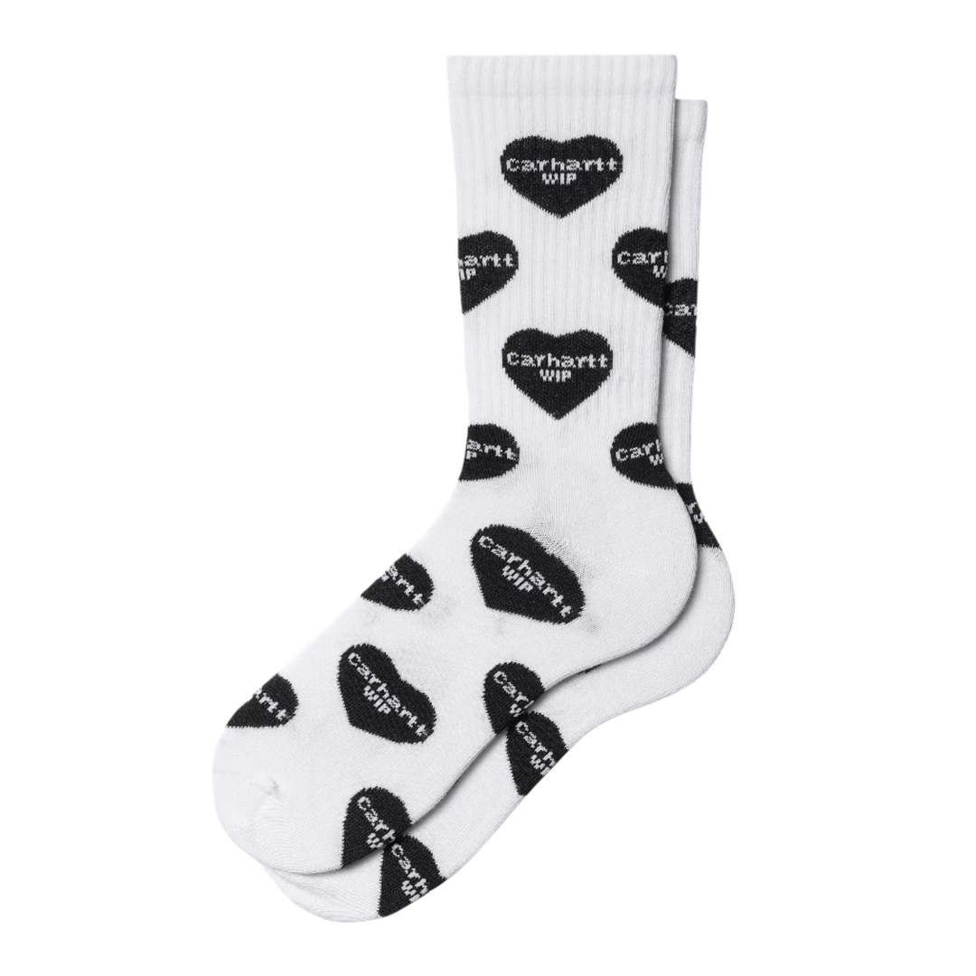 HEART LOGO SOCKS WHITE BLACK