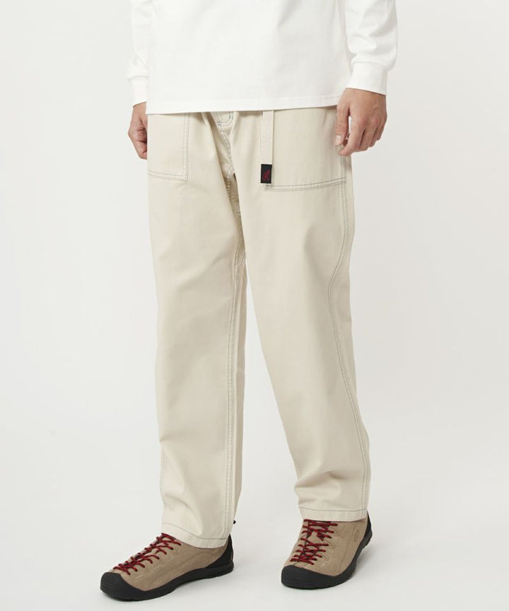 CONTRAST STITCH LOOSE TAPERED RIDGE PANT BEIGE