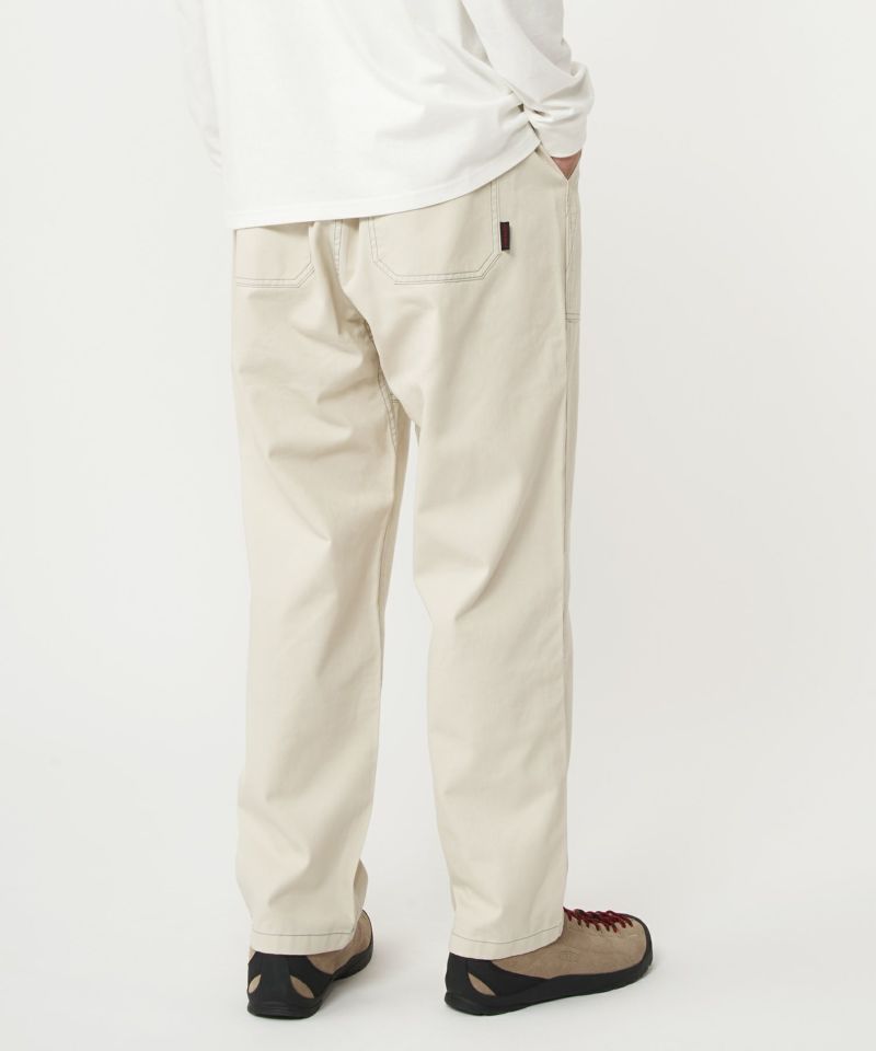 CONTRAST STITCH LOOSE TAPERED RIDGE PANT BEIGE