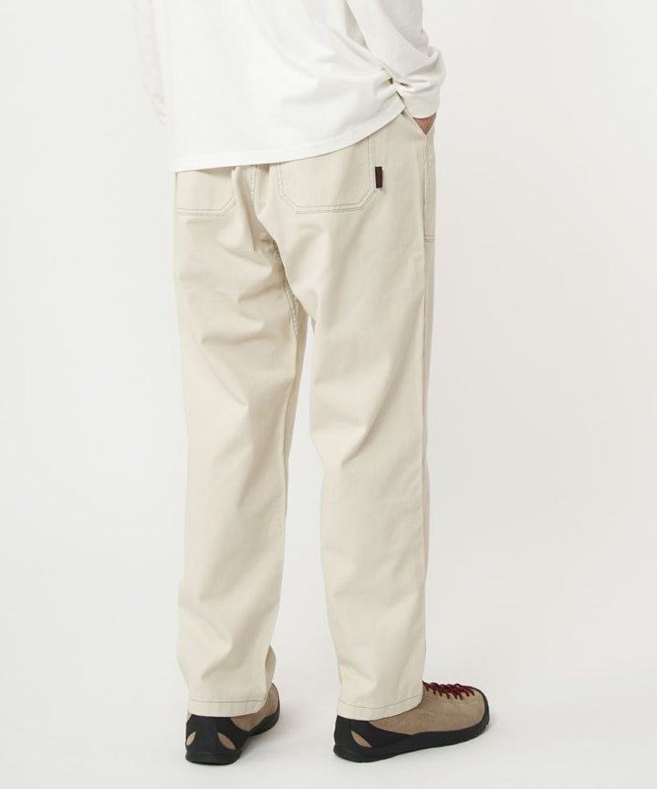 CONTRAST STITCH LOOSE TAPERED RIDGE PANT BEIGE