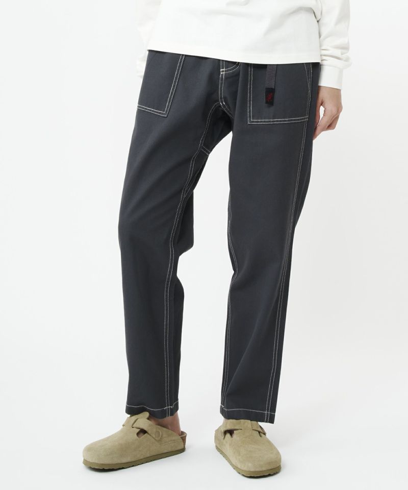 CONTRAST STITCH LOOSE TAPERED RIDGE PANT CHARCOAL