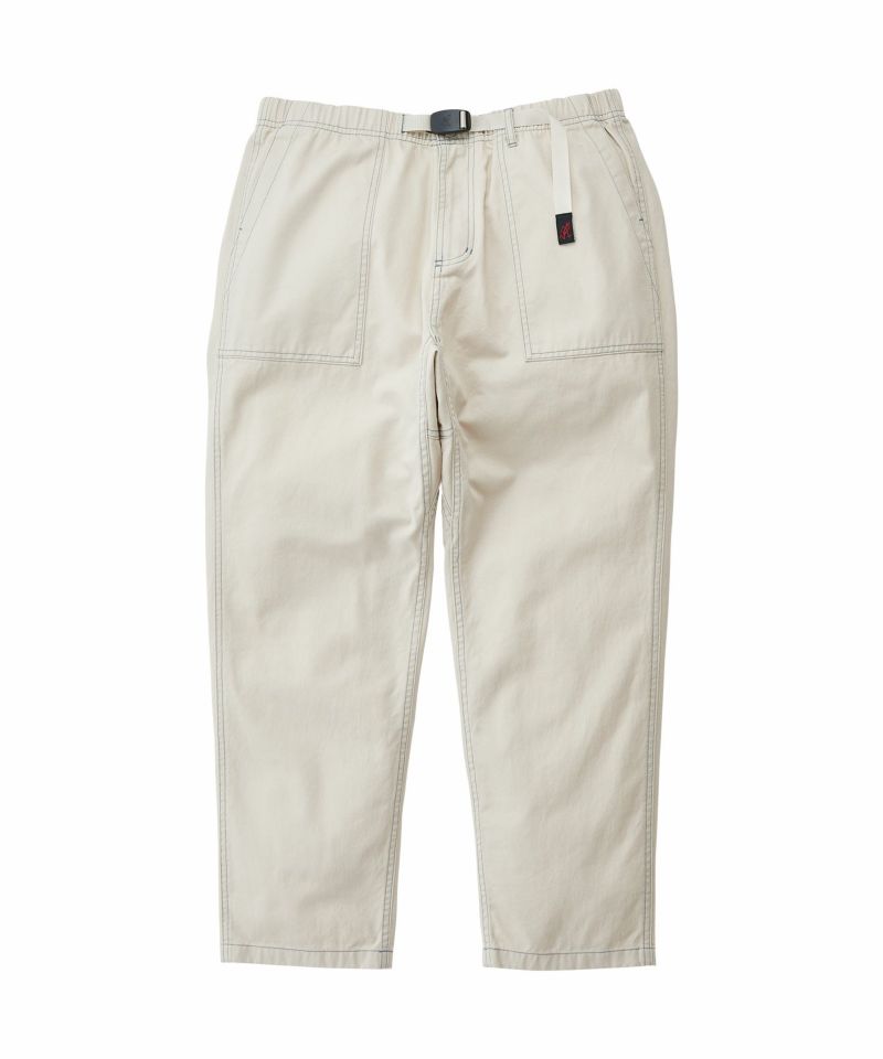 CONTRAST STITCH LOOSE TAPERED RIDGE PANT BEIGE