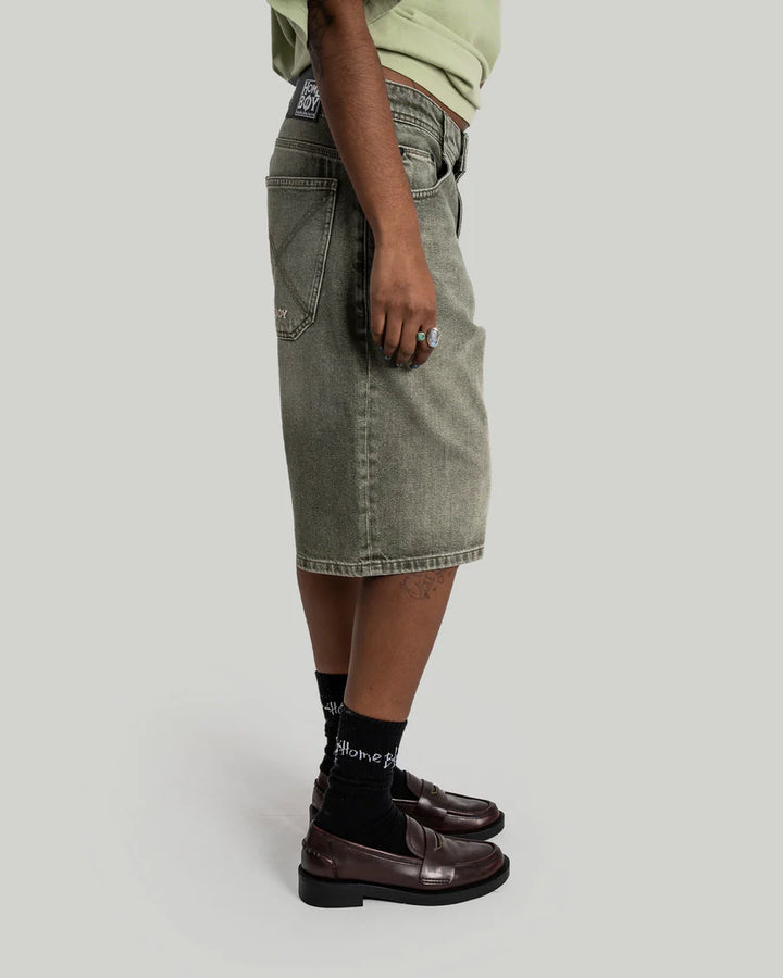 X-TRA MONSTER DYE DENIM SHORTS WASHED GREEN