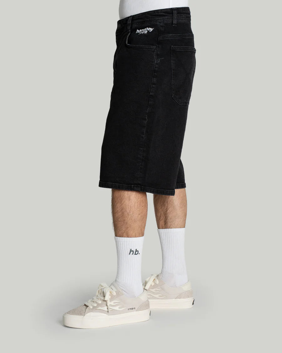 X-TRA MONSTER DENIM SHORTS WASHED BLACK