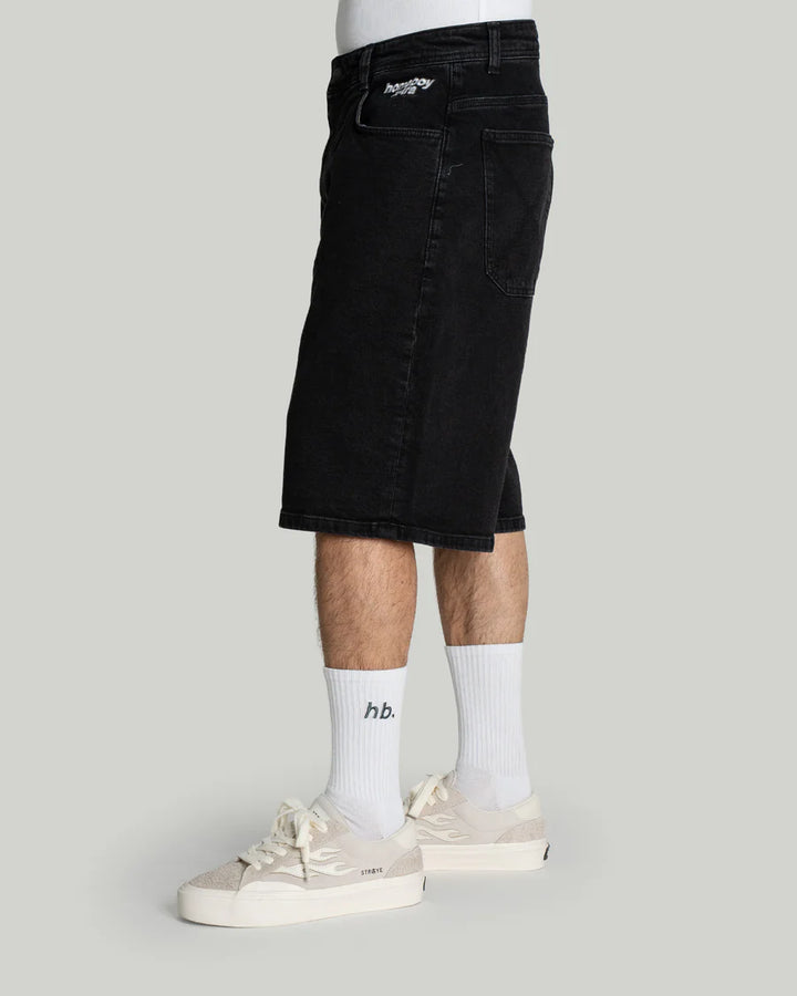 X-TRA MONSTER DENIM SHORTS WASHED BLACK