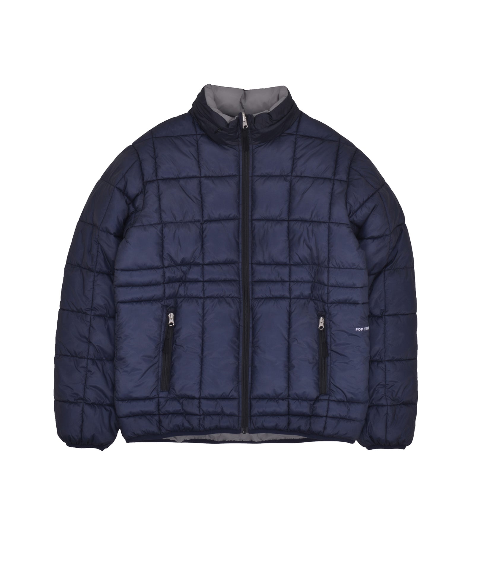 QUILTED REVERSIBLE PUFFER NAVY DRIZZLE