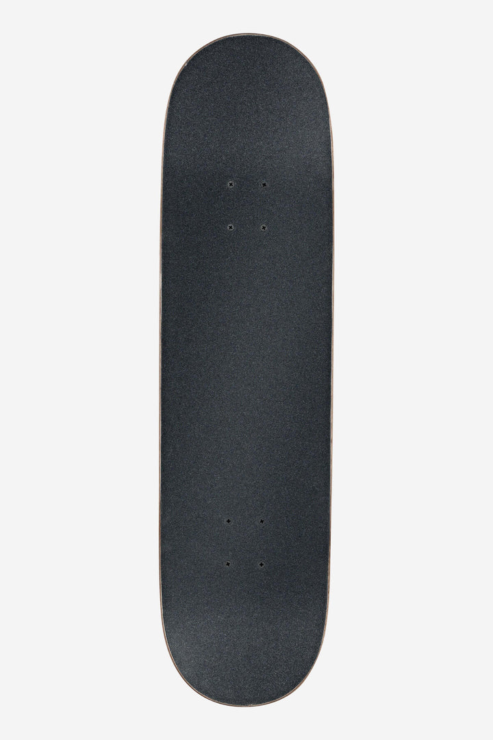 Globe Black skateboard deck on a white background complete set up