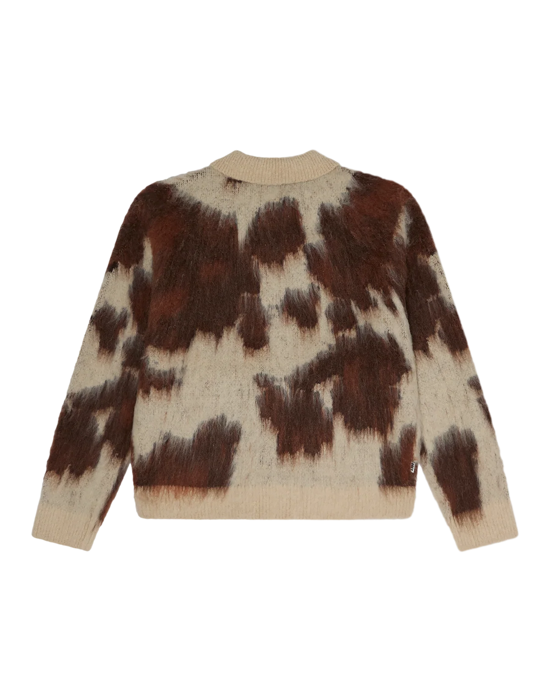 COW PATTERN ZIP SWEATER