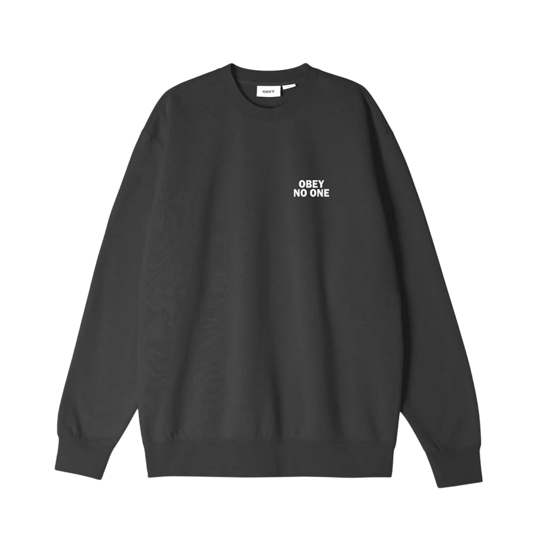 OBEY NO ONE CREWNECK  BLACK