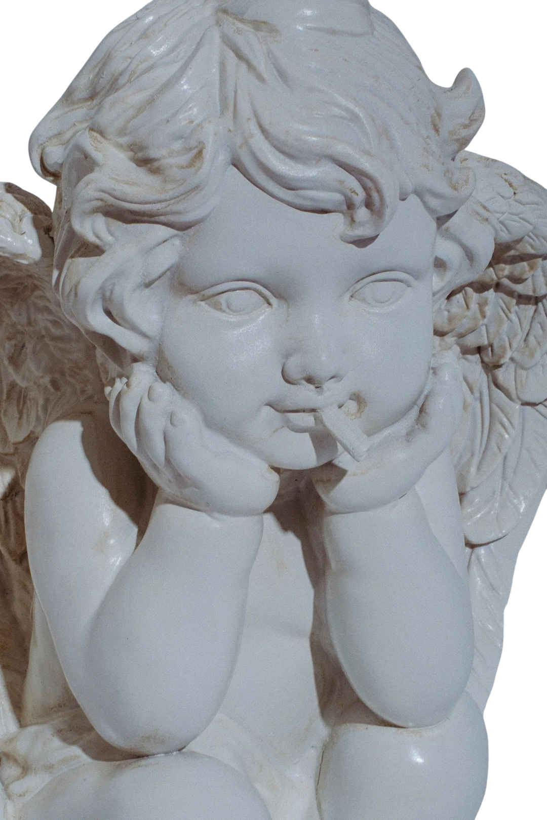 SMOKING CHERUB HIDE A KEY STATUE WHITE
