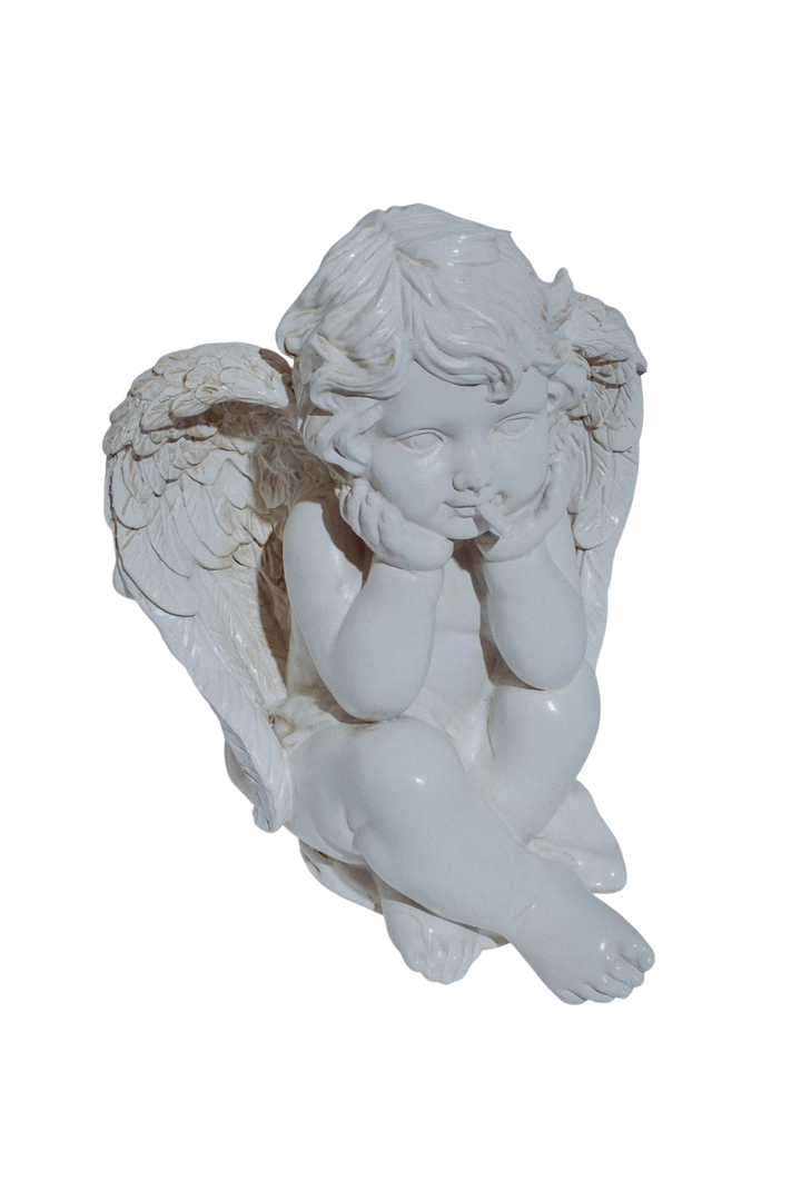 SMOKING CHERUB HIDE A KEY STATUE WHITE