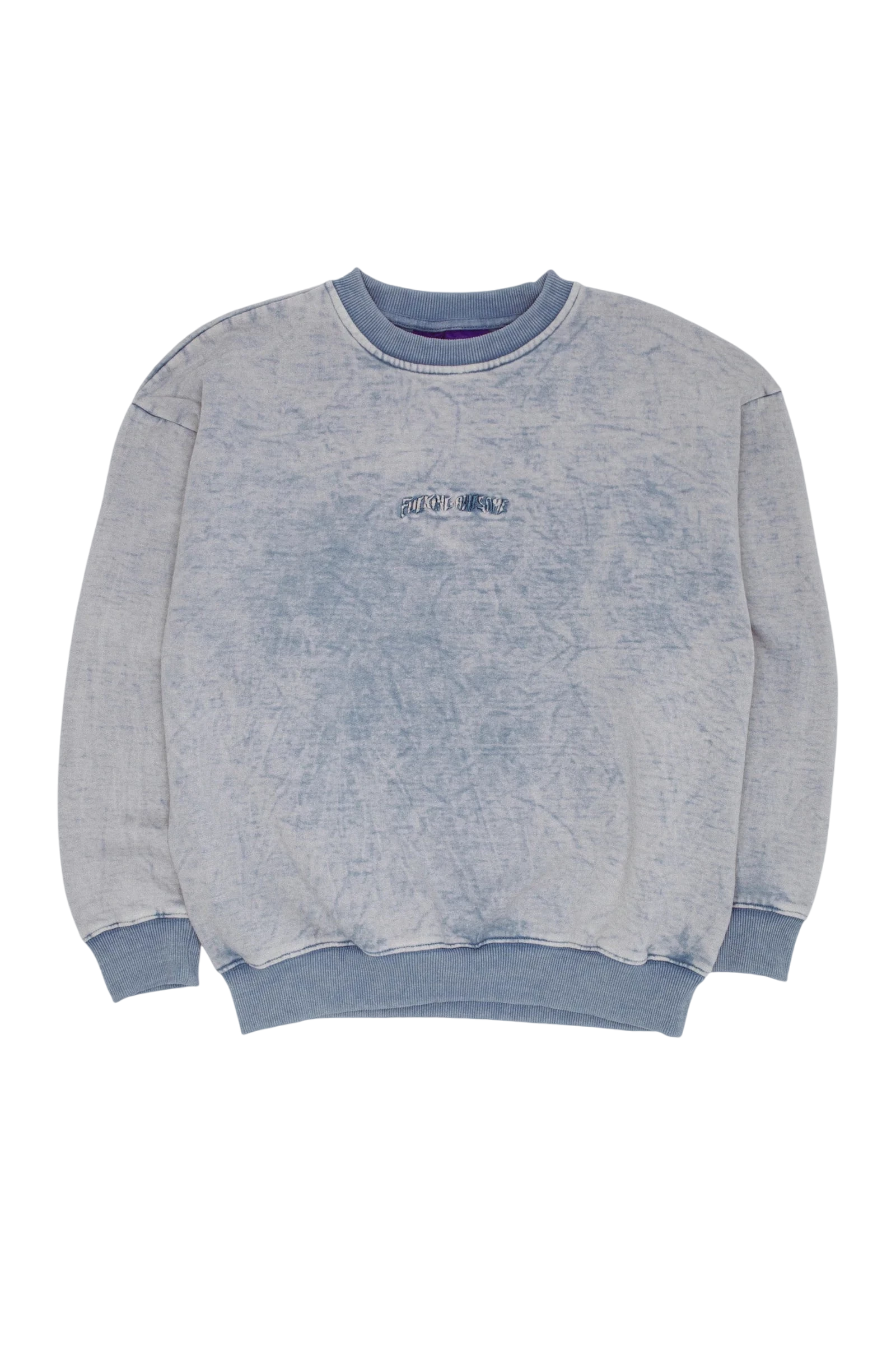 LITTLE STAMP SNOW WASH CREWNECK DUSTY BLUE