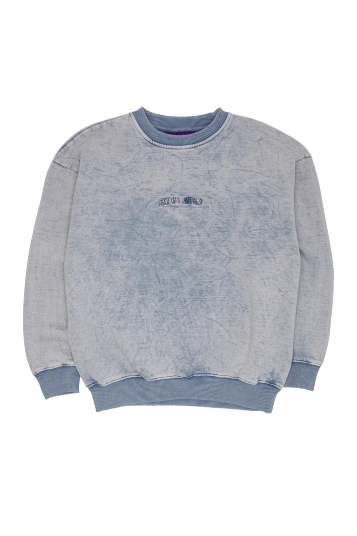 LITTLE STAMP SNOW WASH CREWNECK DUSTY BLUE