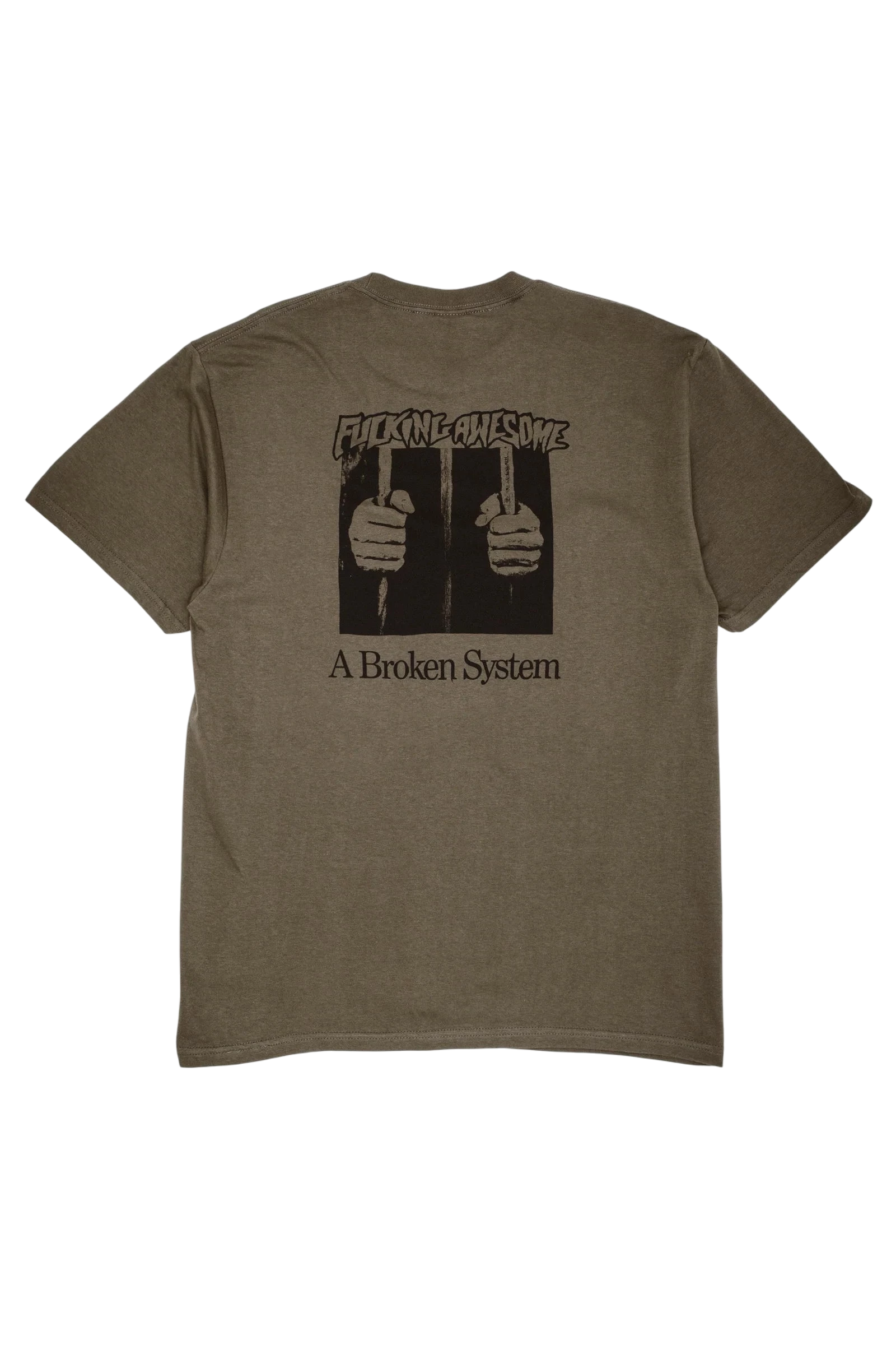 A BROKEN SYSTEM TEE OLIVE