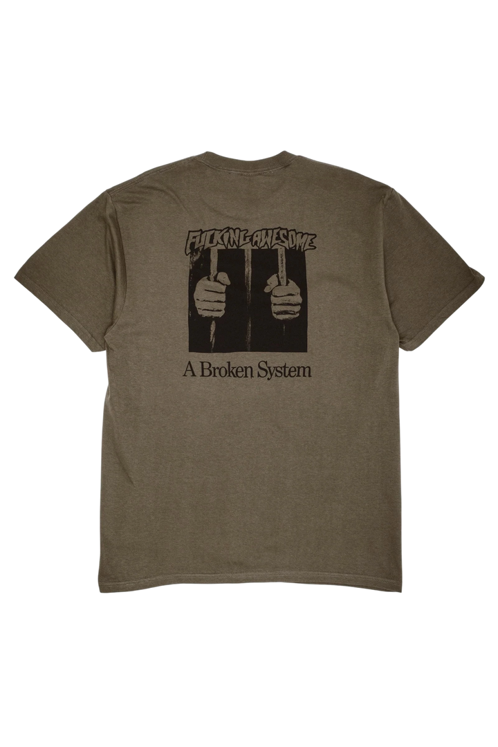 A BROKEN SYSTEM TEE OLIVE