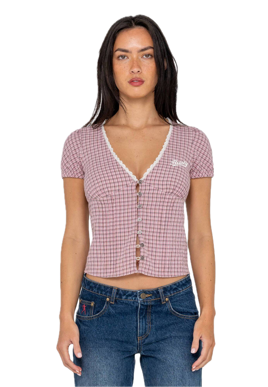 RUSTY PEGGY SUE BUTTON DOWN BLOUSE