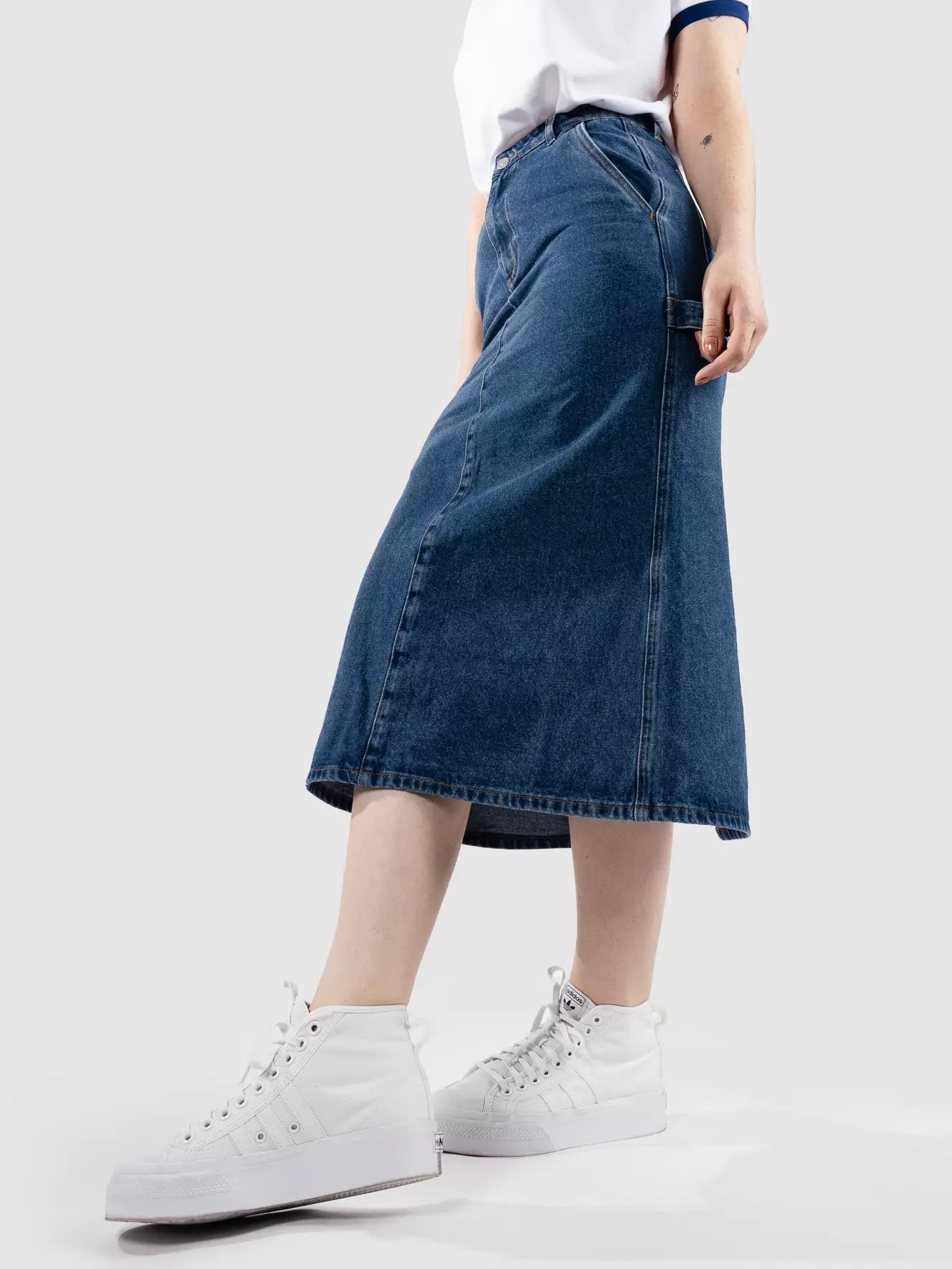 WOMEN CLASSIC CARPENTER SKIRT BLUE DENIM