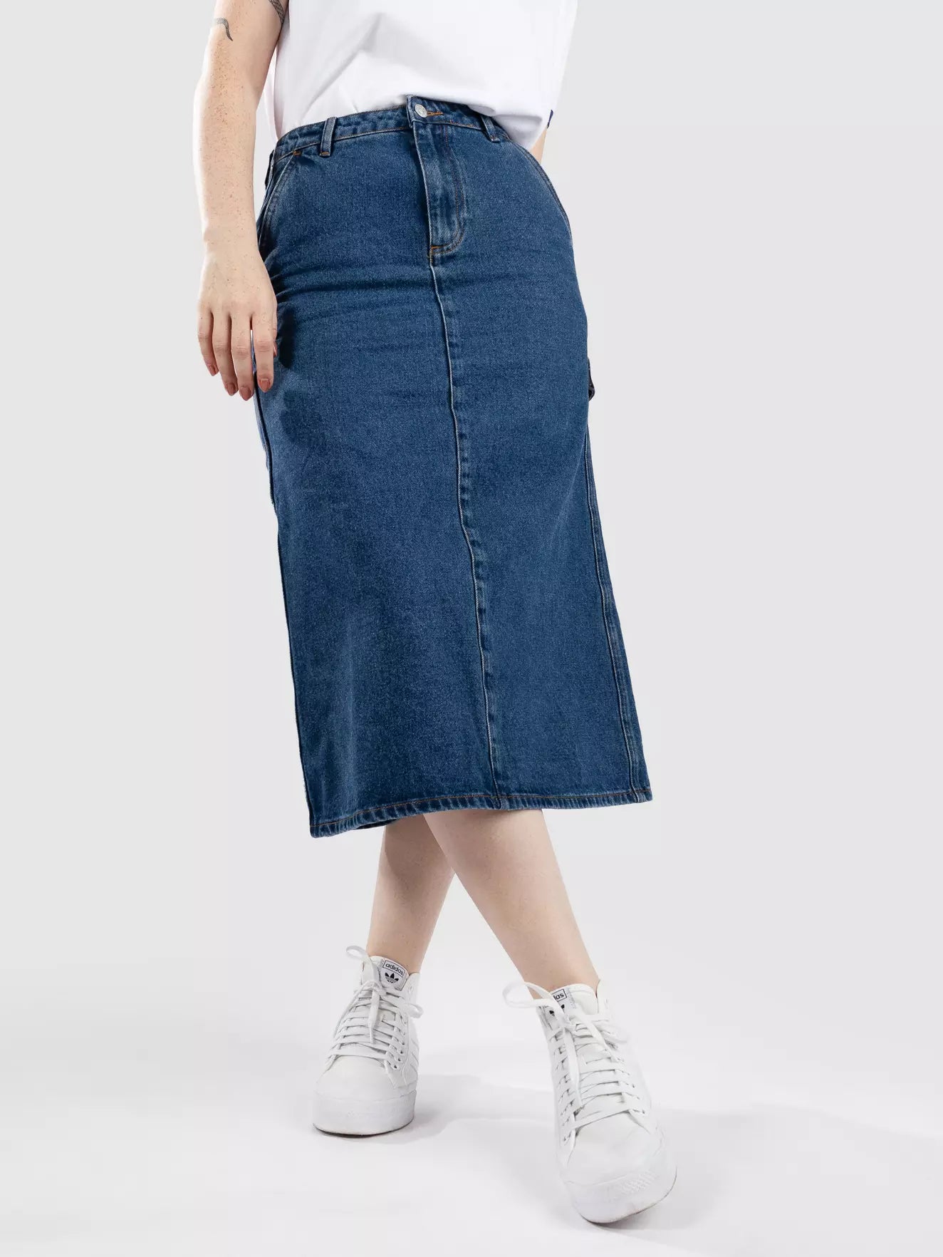 WOMEN CLASSIC CARPENTER SKIRT BLUE DENIM