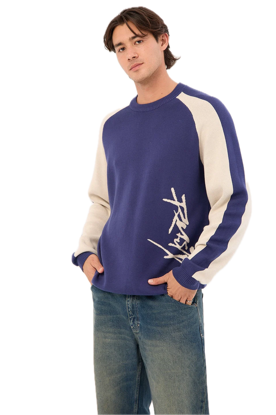 ROLL SAFE BOXY KNITTED CREW DARK BLUE