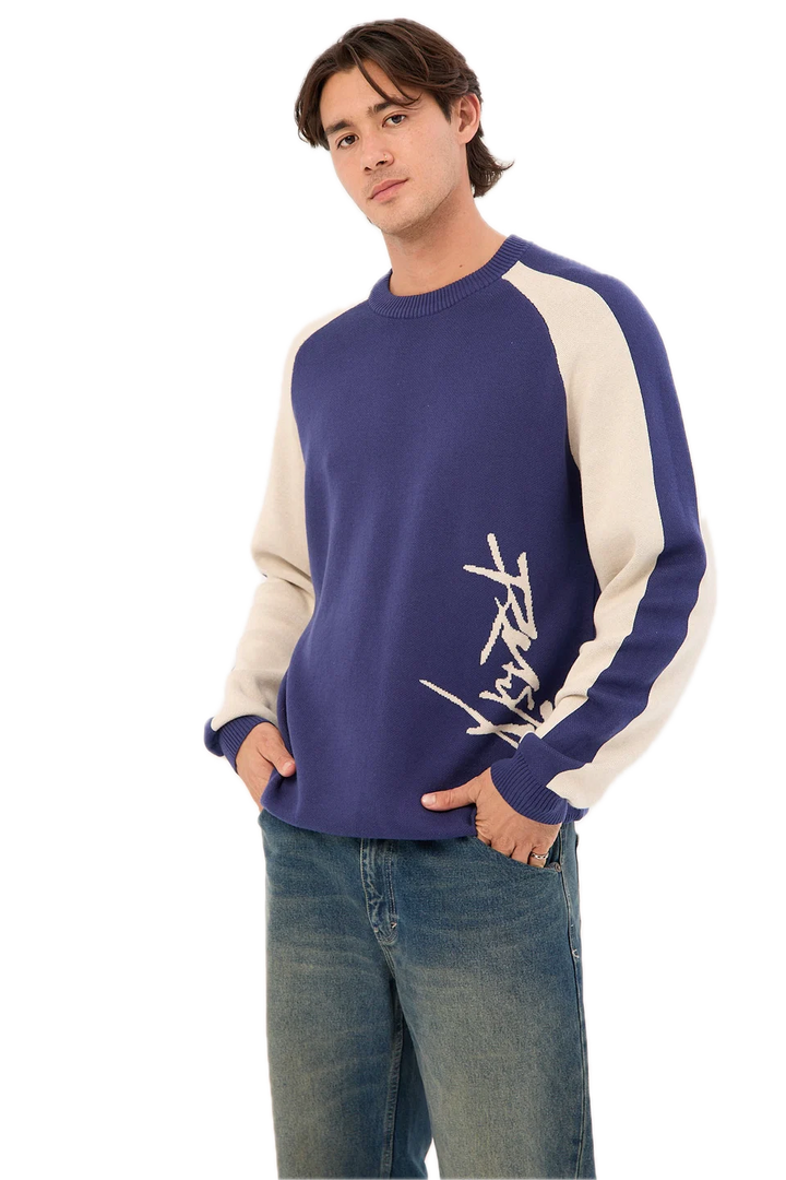 ROLL SAFE BOXY KNITTED CREW DARK BLUE