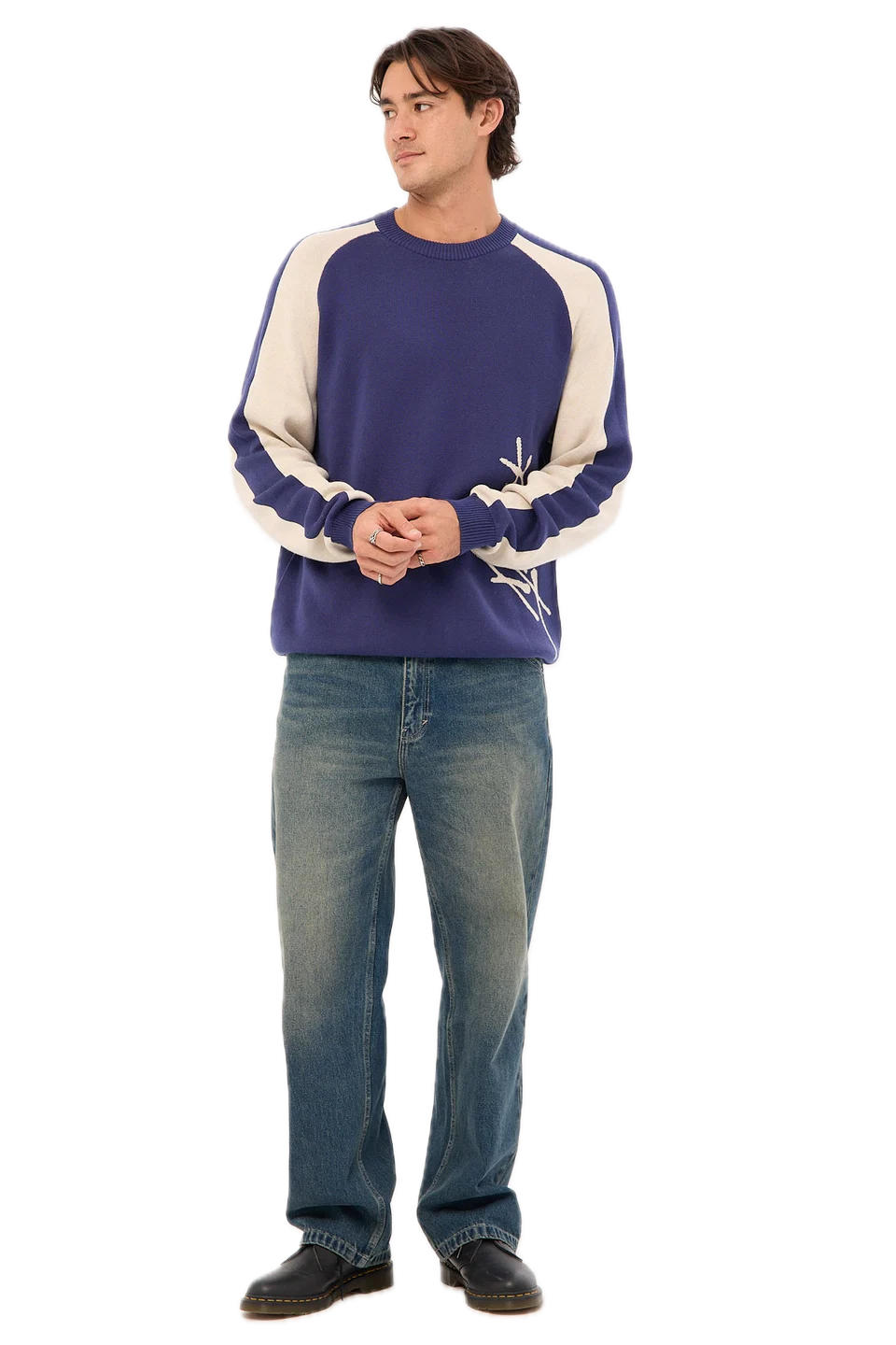 ROLL SAFE BOXY KNITTED CREW DARK BLUE