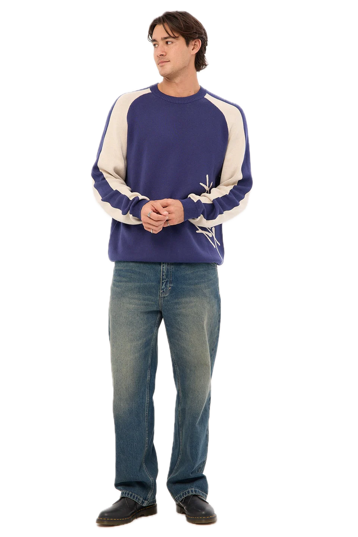 ROLL SAFE BOXY KNITTED CREW DARK BLUE