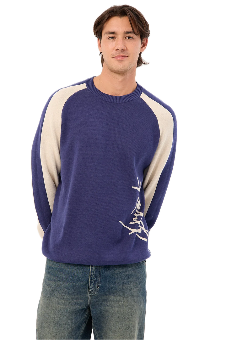 ROLL SAFE BOXY KNITTED CREW DARK BLUE