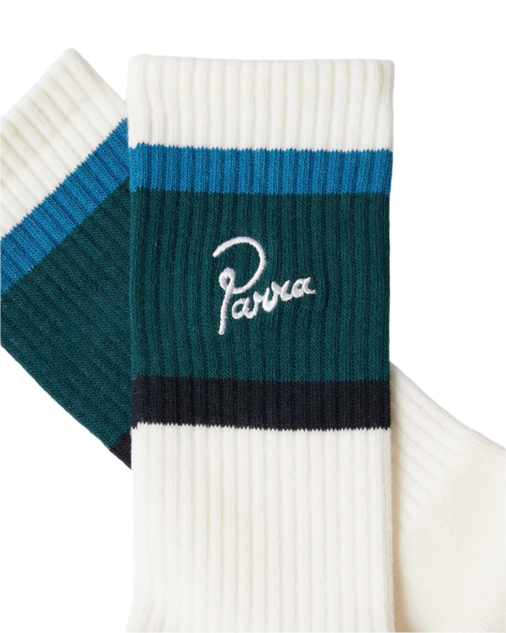 SIGNATURE STRIPED CREW SOCKS GREEN