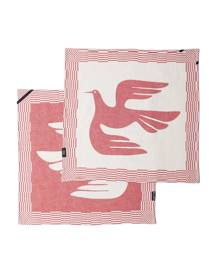 INFINITE KITCHEN BIRD TOWEL RED