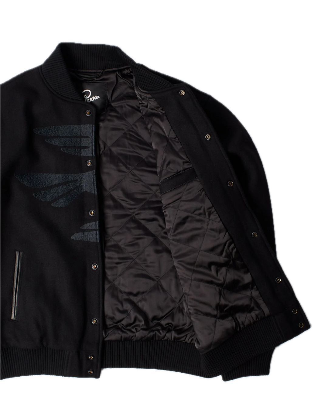 NOT MOVIE QUALITY VARSITY JACKET BLACK