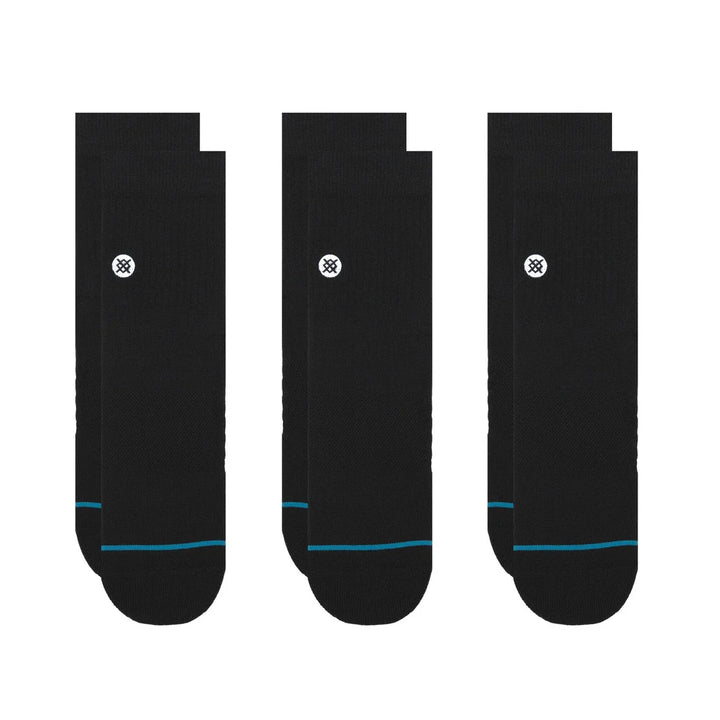 ICON QUARTER 3 PACK SOCKS BLACK