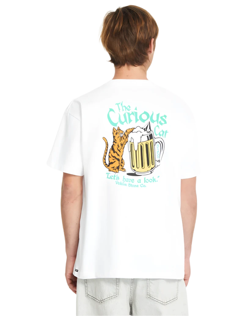 CURIOUS CAT TEE WHITE