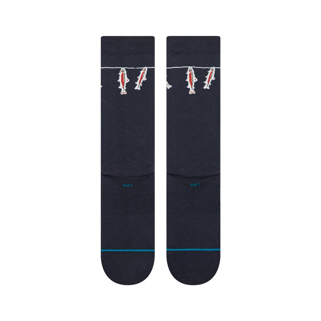 GONE FISHIN CREW SOCKS BLACK
