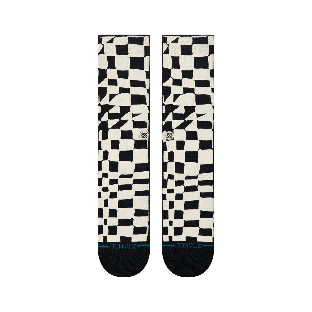 WAVE CHECK CREW SOCKS BLACK