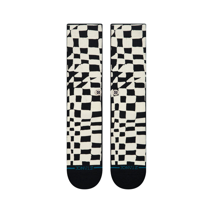 WAVE CHECK CREW SOCKS BLACK