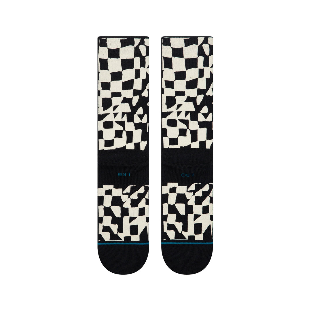 WAVE CHECK CREW SOCKS BLACK