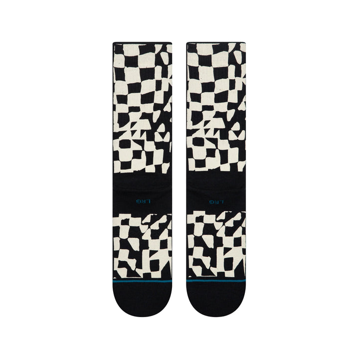 WAVE CHECK CREW SOCKS BLACK