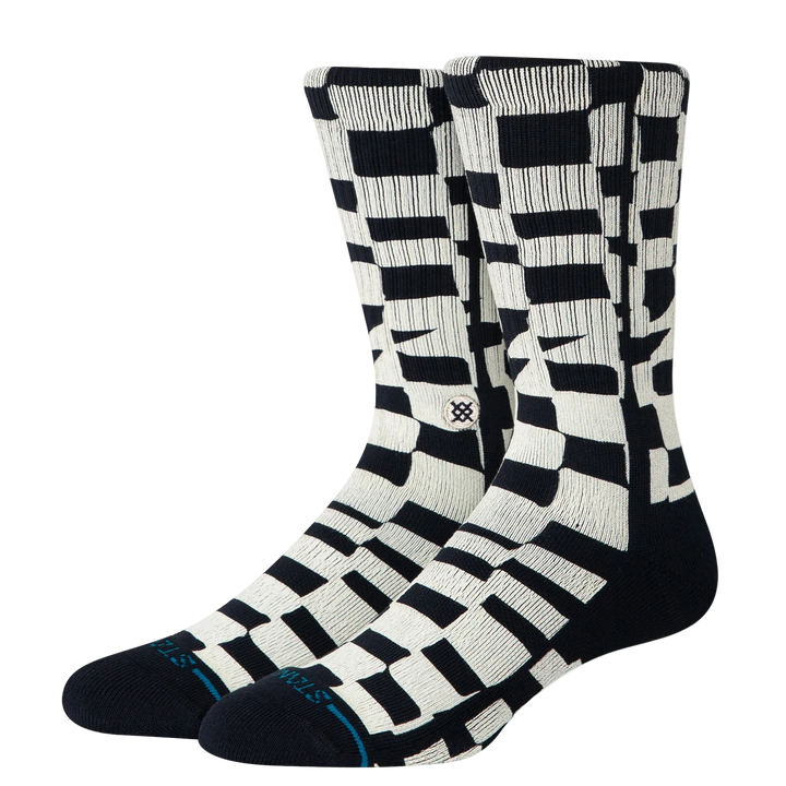 WAVE CHECK CREW SOCKS BLACK