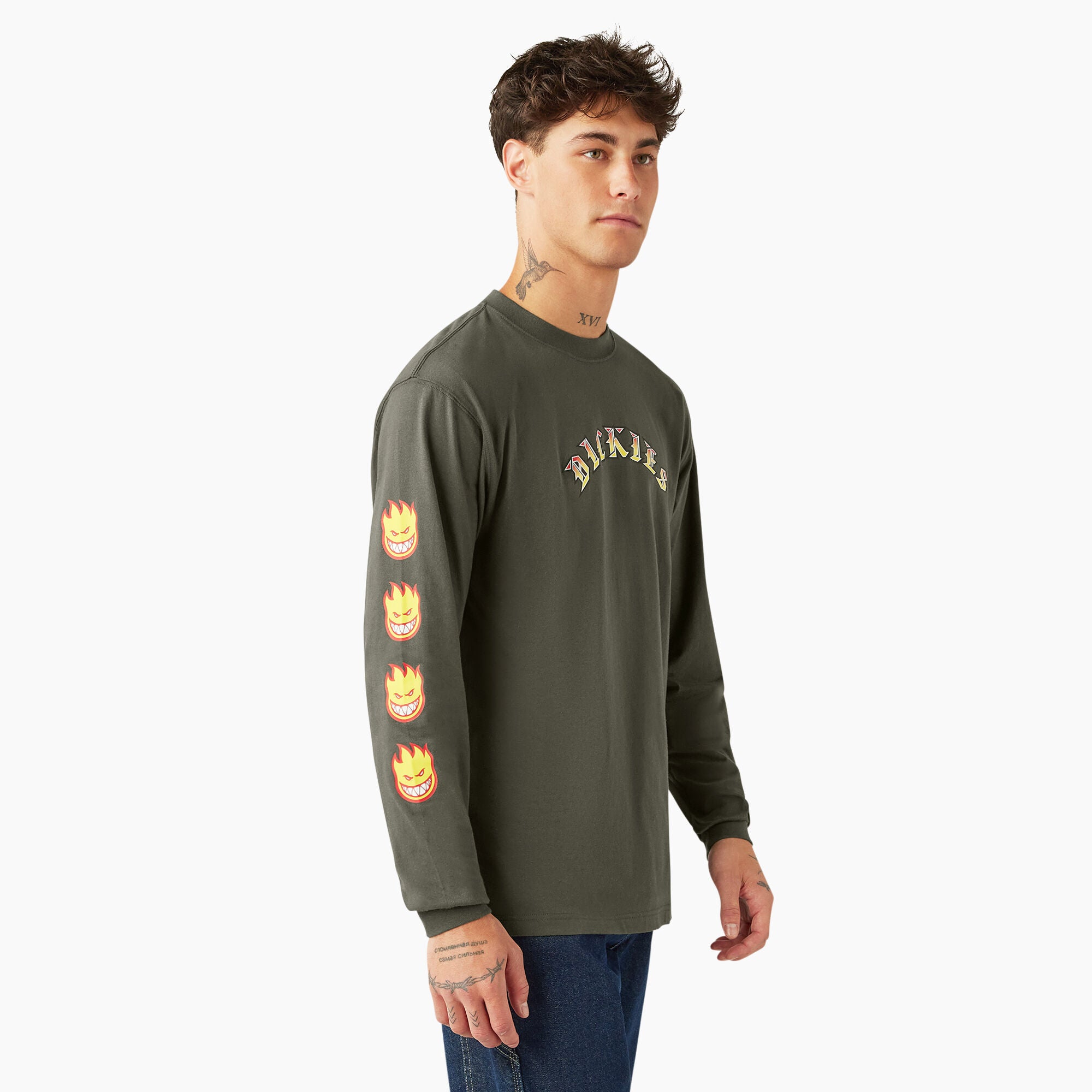 DICKIES X SPITFIRE LONGSLEEVE TEE OLIVE