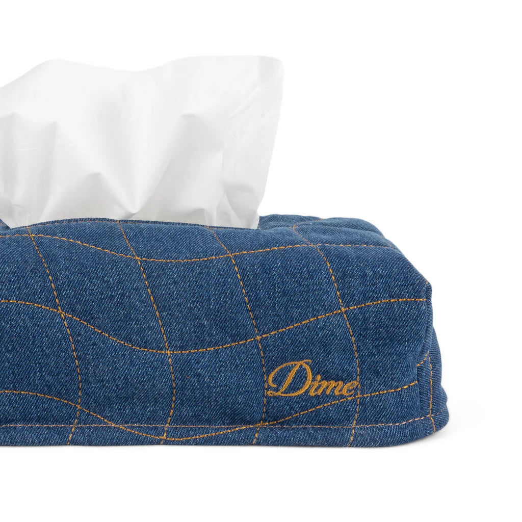 QUILTED TISSUE BOX COVER INDIGO