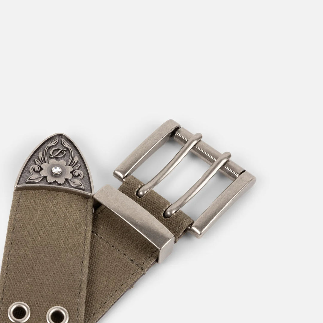 WAXED CANVAS BELT BROWN OLIVE