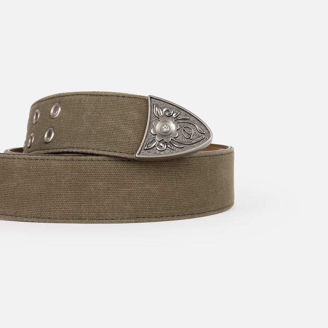 WAXED CANVAS BELT BROWN OLIVE