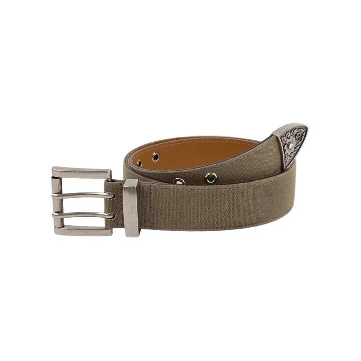 WAXED CANVAS BELT BROWN OLIVE