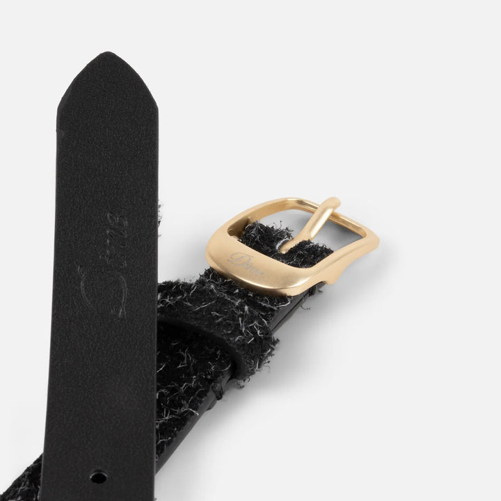 DRESS LEATHER BELT SHAGGY BLACK