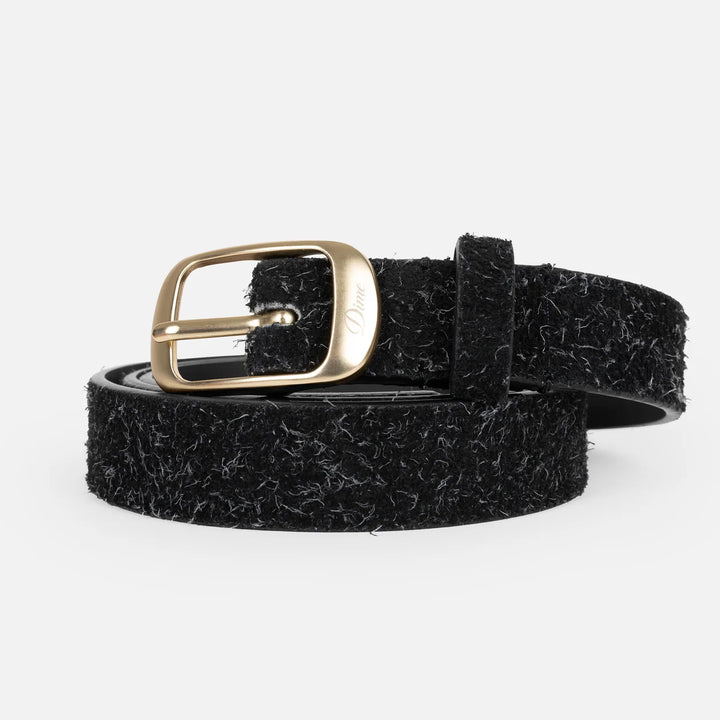 DRESS LEATHER BELT SHAGGY BLACK