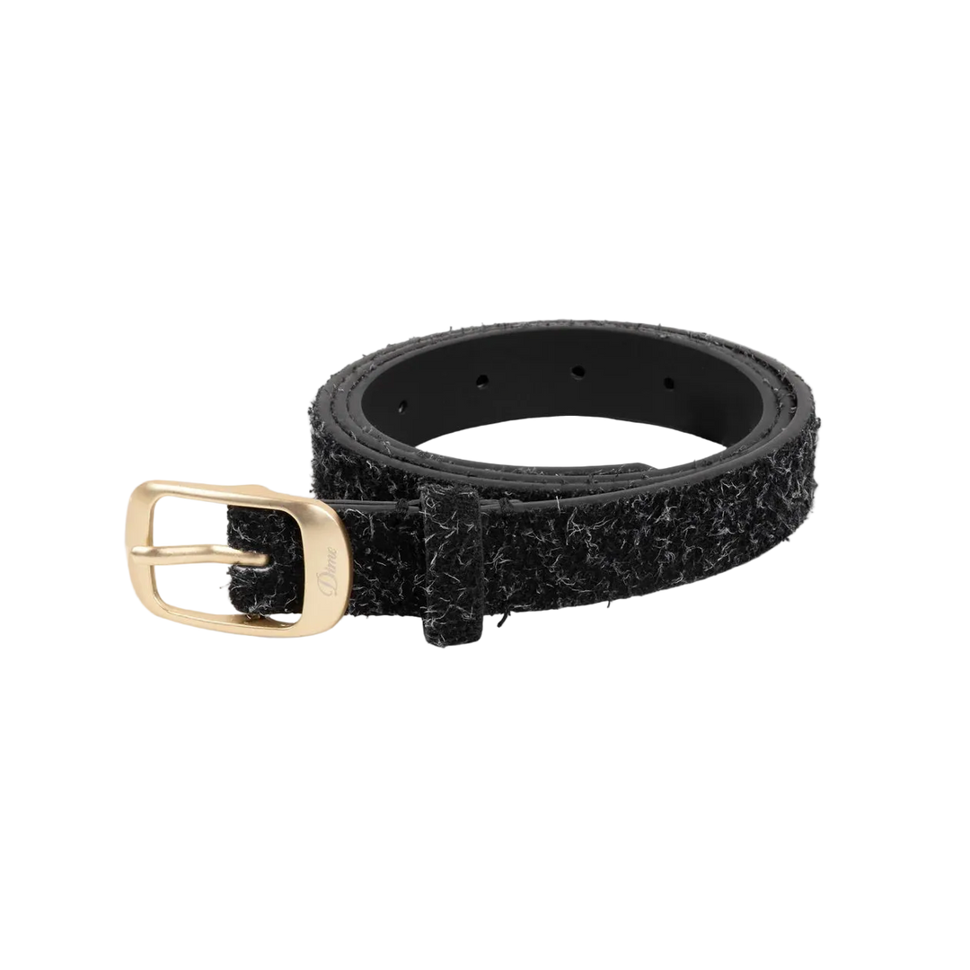 DRESS LEATHER BELT SHAGGY BLACK