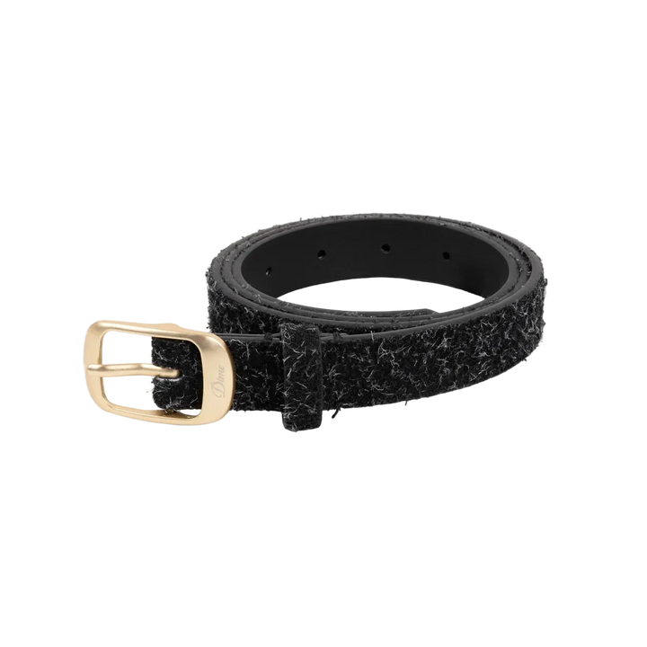 DRESS LEATHER BELT SHAGGY BLACK