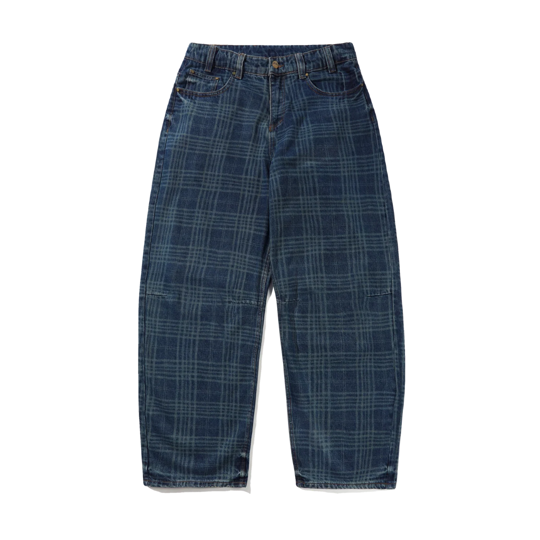 BUTTER GOODS BURN WIDE CUT JEANS DARK INDIGO PLAID