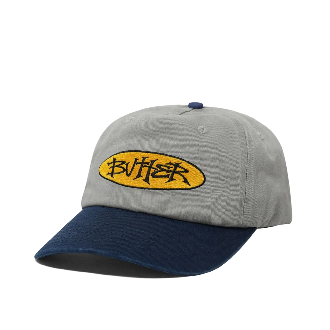 BUTTER GOODS TIDE 5 PANEL CAP WASHED GREY/NAVY FRONT